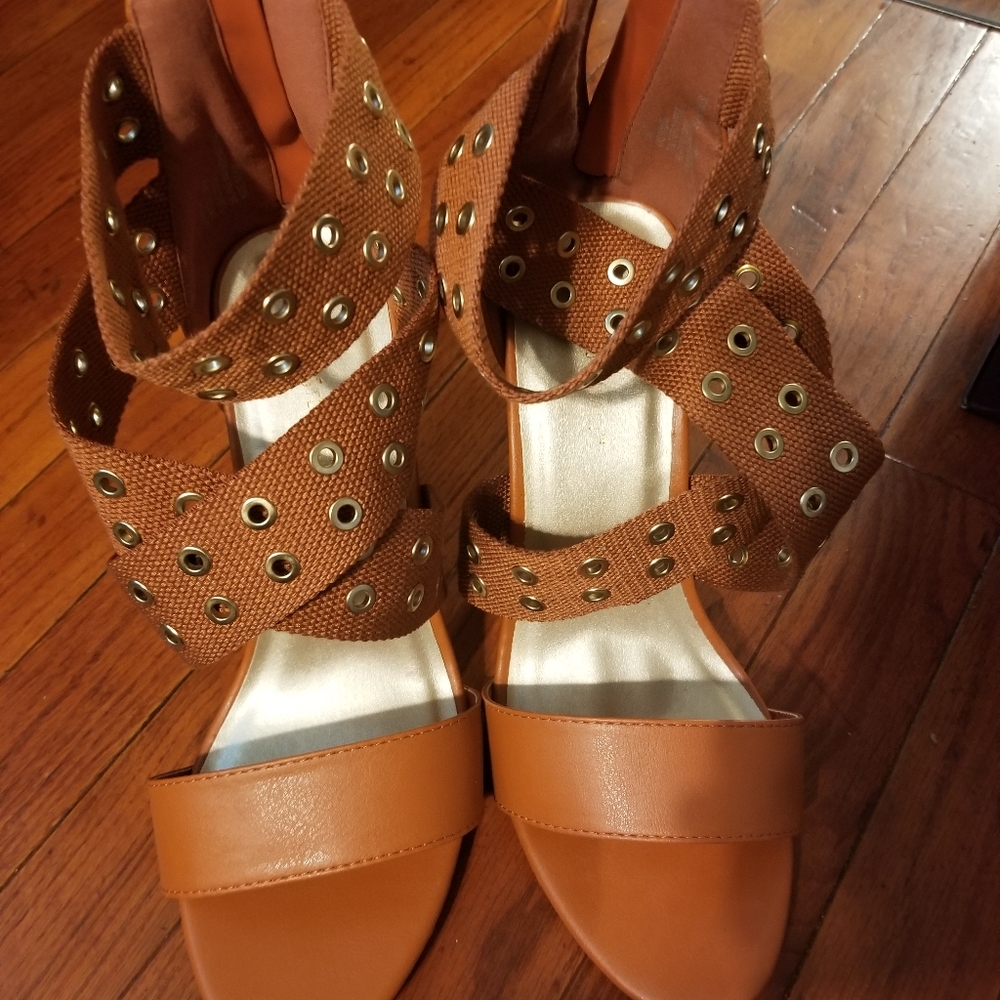 Size 11, brown, high heel, sandal